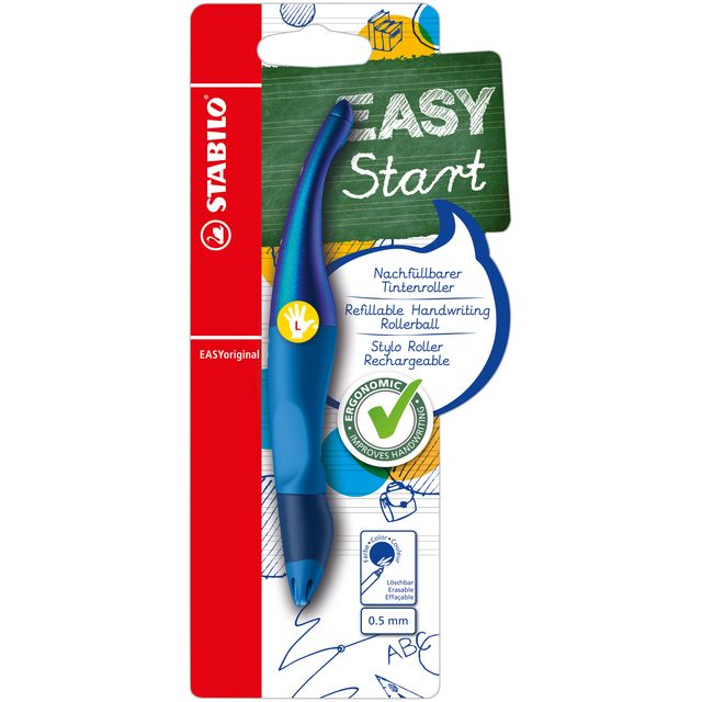 STABILO - Tintenroller Easyoriginal für Linkshänder, holographische M, blauer Blister
