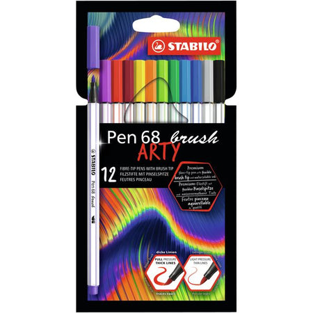 STABILO - Brushstick Pen 568/12 Arty sortiert im Karton mit 12 Stück