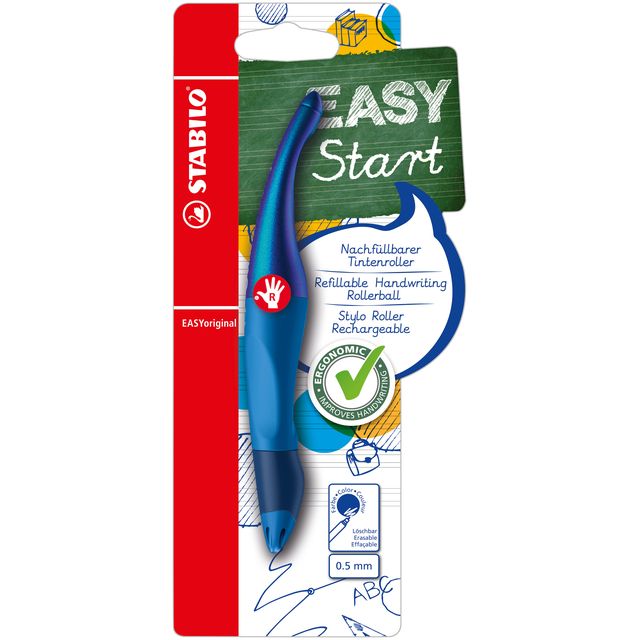 STABILO - Tintenroller Easyoriginal Rechtshänder holographiert M blau Blister | 5 Stück