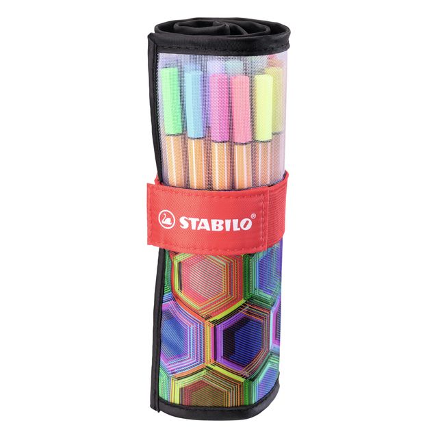 Stabilo - Fineliner-Spitze 88/25 Arty-Rollenset schwarz fein sortiert 25-tlg. | 5 Stück
