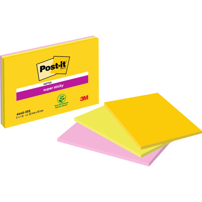 Post-it - Notizblock 6445s s 152x101mm sortiert 3Stk | 16 Stück