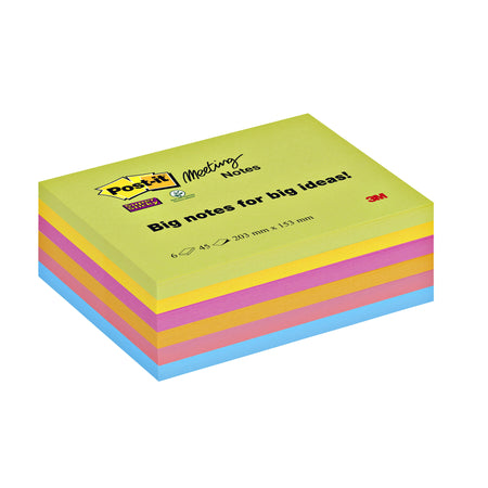 Post-it - Notizblock 8645 super klebrig 203x153mm sortiert | 8 Stück