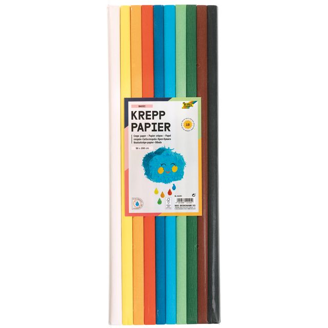 Folia Paper - Krepppapier Folia 50x200cm Basic 10 Farben | 10 Stück