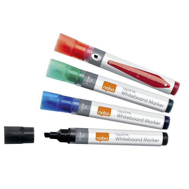 Nobo - Whiteboard-Marker Flüssigtinte diagonal sortiert 4mm 4Stk | 12 Stück