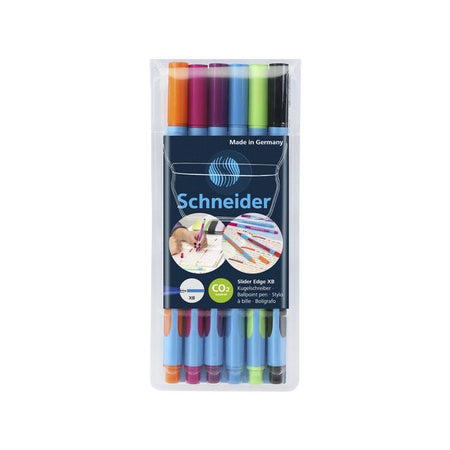Schneider - Slider Edge Kugelschreiber extra breit sortiertes Etui mit 6 Stück