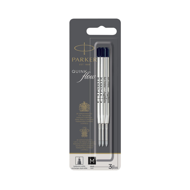 Parker - Kugelschreibermine Quinkflow medium schwarz Blister mit 3 Stück