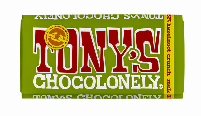 Tony's Chocolonely - Schokoladenmilch-Haselnuss-Crunch-Riegel 180gr | 15 Stück
