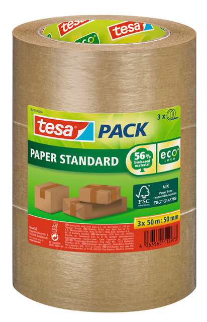 Verpackungsband TESA 58292 ECO Paper FSC 50 mmx50m Bündel Brown | 6 Stück