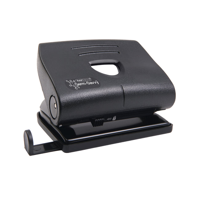 Rapesco - Locher Germ-Savvy Heavy Duty 820-P antibakteriell 2-Loch schwarz | 12 Stück