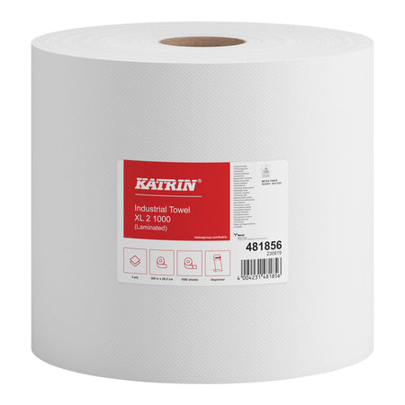 Katrin - Industrie-Reinigungspapier extra groß 2-lagig 1000 Blatt weiß 481856