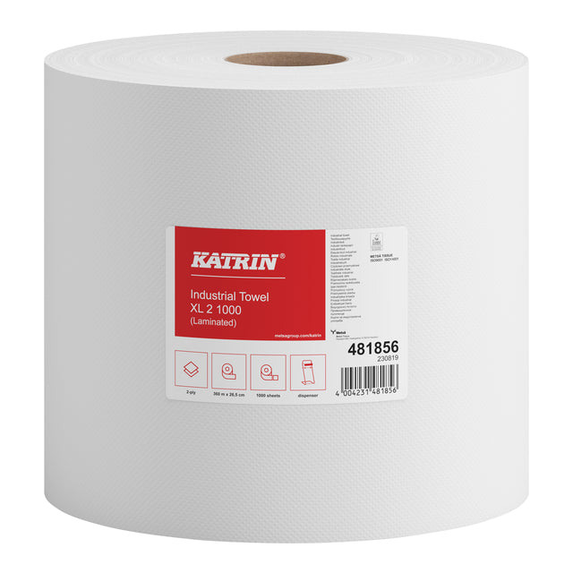 Katrin - Industrie-Reinigungspapier extra groß 2-lagig 1000 Blatt weiß 481856