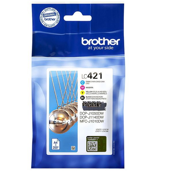 Brother - Tintenpatrone LC-421 schwarz + 3 Farben