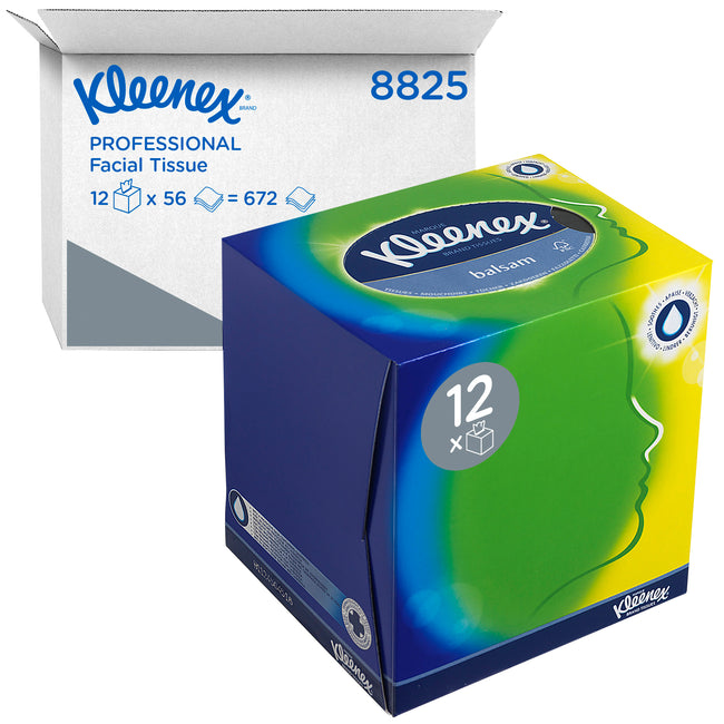 Kleenex - Kosmetiktücher Würfel 3 Lagen 56 Blatt weiß | 12 Stück