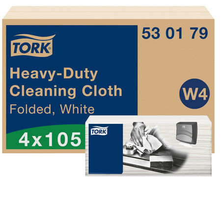 Tork - Reinigungstuch W4 Heavy-Duty, gefaltet, 1-lagig, 4x105 Blatt, weiß 530179