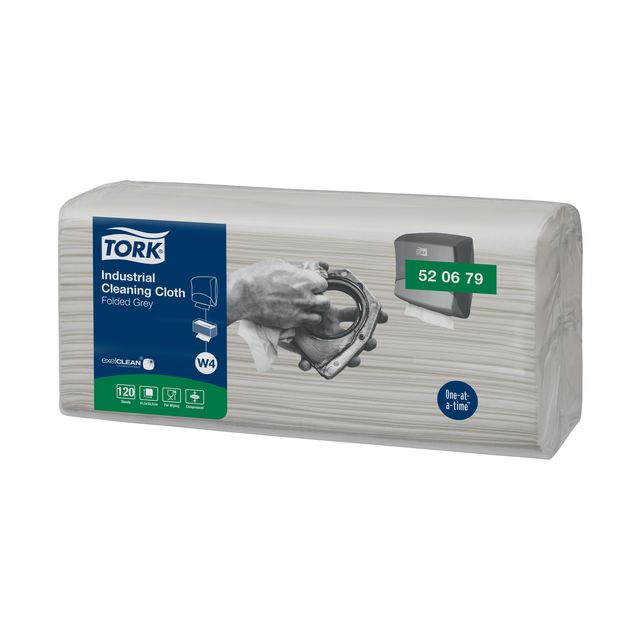 Tork - Reinigungstuch W4 Industrial gefaltet 1-lagig 4x120 Blatt grau 520679