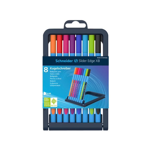 Schneider - Slider Edge Kugelschreiber extra breit sortiertes Etui mit 8 Stück