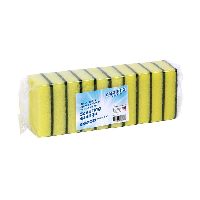 Cleaninq - Scheuerschwamm gelb/grün 100x70x25mm 10 Stück