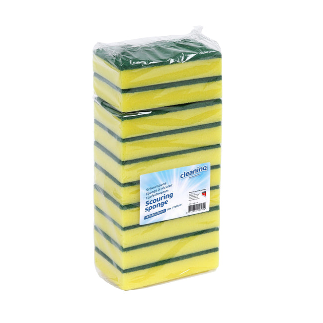Cleaninq - Scheuerschwamm 140x90x28mm gelb/grün 10 Stück