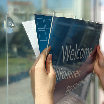 Klika -  Acryl u-houder A4 vertikaal 4 zuignappen
