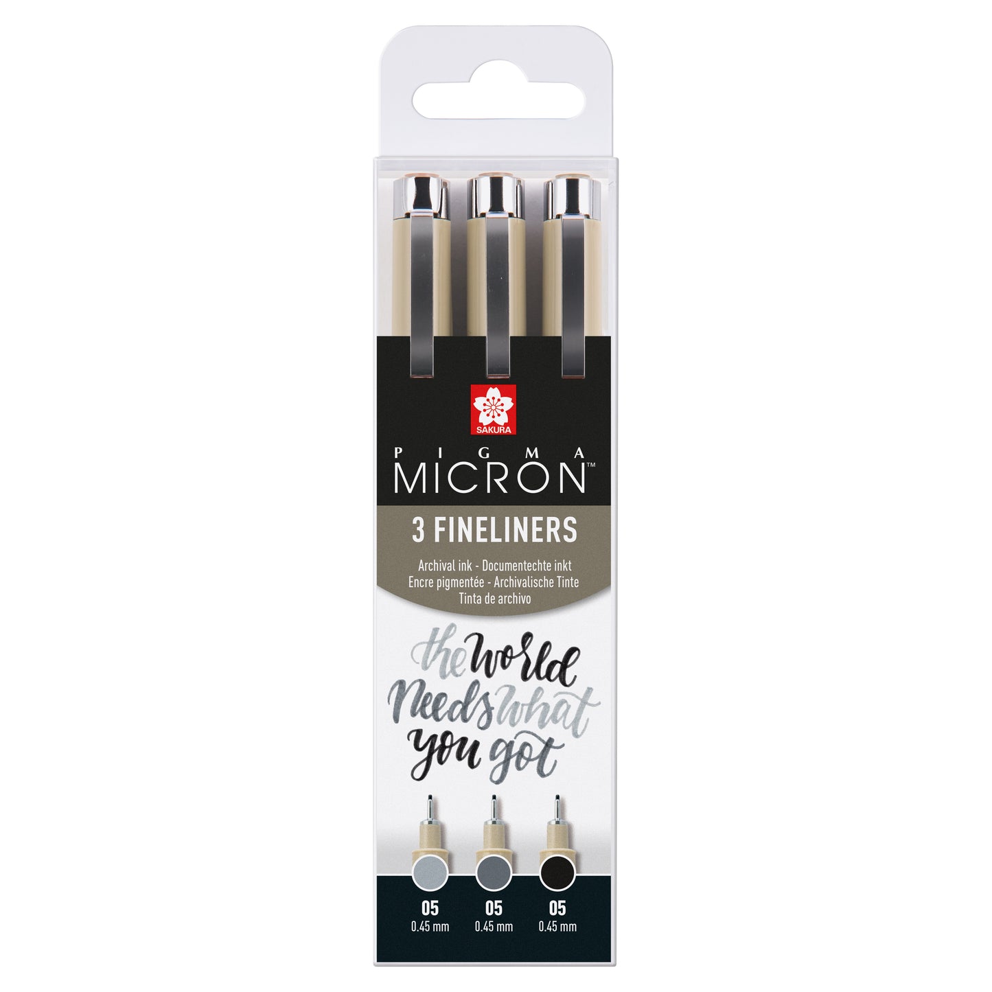 Sakura - Fineliner Pigma Micron 05 Set schwarz grau 3 Größen