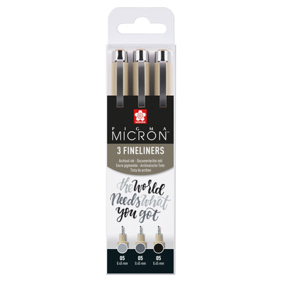 Sakura - Fineliner Pigma Micron 05 Set schwarz grau 3 Größen