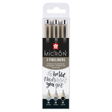Sakura - Fineliner Pigma Micron 05 Set schwarz grau 3 Größen