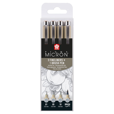 Sakura - Fineliner Pigma Micron hellgrau Set 4 Größen