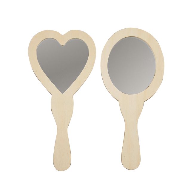 Creotime - Handspiegel Creativ Company Herz und Oval 23-24cm Holz 2 Stück