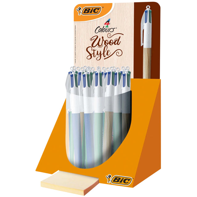 Bic - Kugelschreiber 4 Farben Holz mittel sortiert
