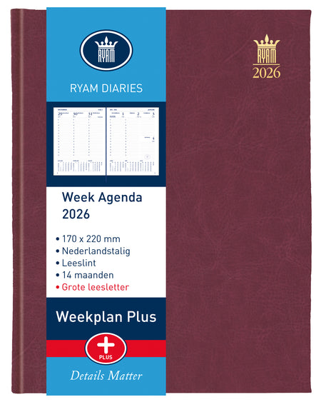 Ryam - Agenda 2026 Wochenplan Großbuchstabe 7d/2p sort