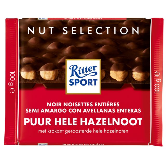 Ritter Sport - Schokolade pur-ganze Haselnuss 100gr | 10 Stück