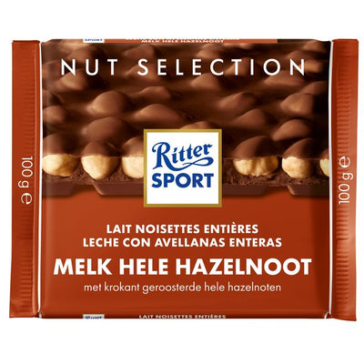 Ritter Sport - Schokoladenmilch-ganze Haselnuss 100gr | 10 Stück