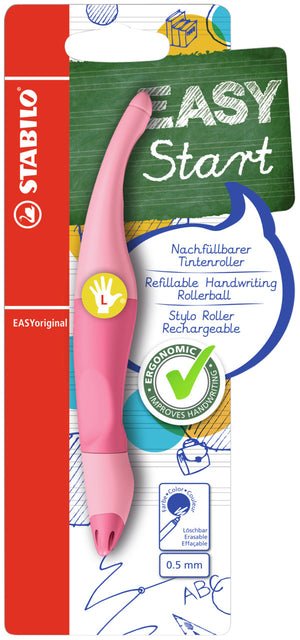 STABILO - Tintenroller Easyoriginal für Linkshänder, mittleres Pastell-Puderrosa, Blister mit 1 Stück | 3 Stück