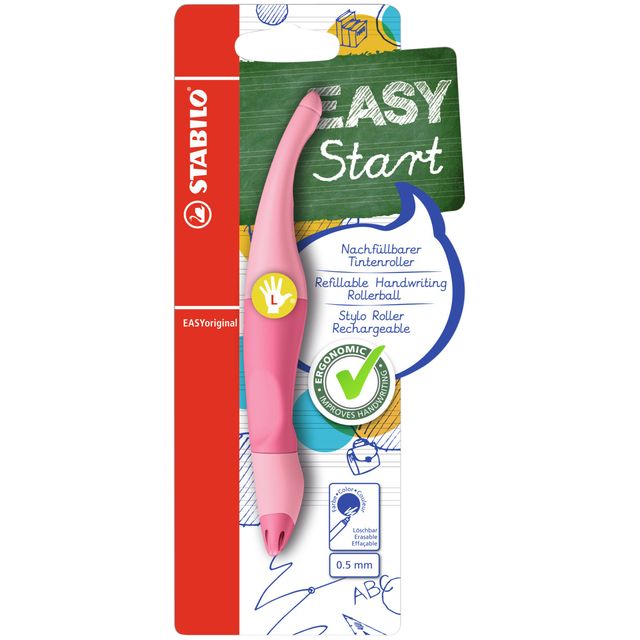 STABILO - Tintenroller Easyoriginal für Linkshänder, mittleres Pastellpuderrosa, Blisterpackung mit 1 Stück