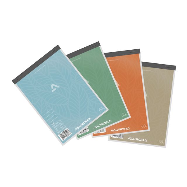 Aurora - Schreibblock A5 Linie 100 Blatt 60gr sortiert | 10 Stück