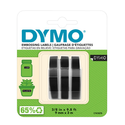 Dymo - Reliefprägeplastik 9mm schwarz auf weiß 3 Stück