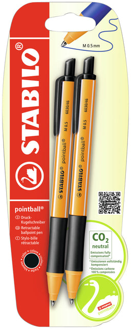 STABILO - Kugelschreiber pointball 6030/46 medium schwarz Blister à 2 Stück