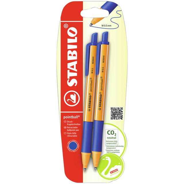 Stabilo - Kugelschreiber pointball 6030/41 mittelblau Blister à 2 Stück