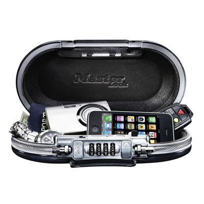 Master Lock – Tragbarer Safe MasterLock Safe Space mit Zahlenschloss und Kabel dunkelgrau