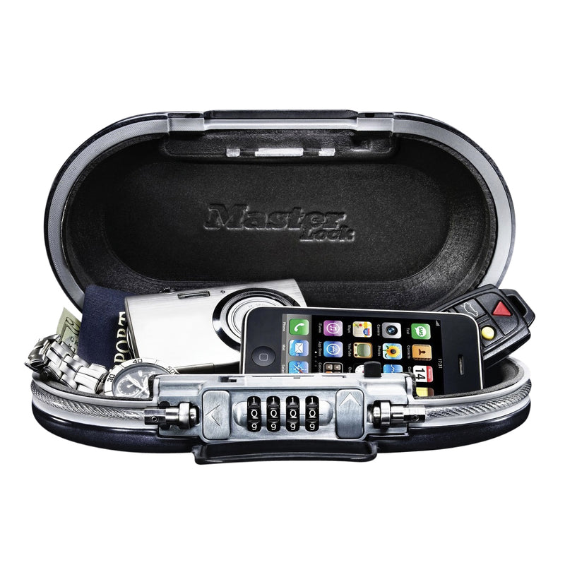 Master Lock – Tragbarer Safe MasterLock Safe Space mit Zahlenschloss und Kabel dunkelgrau