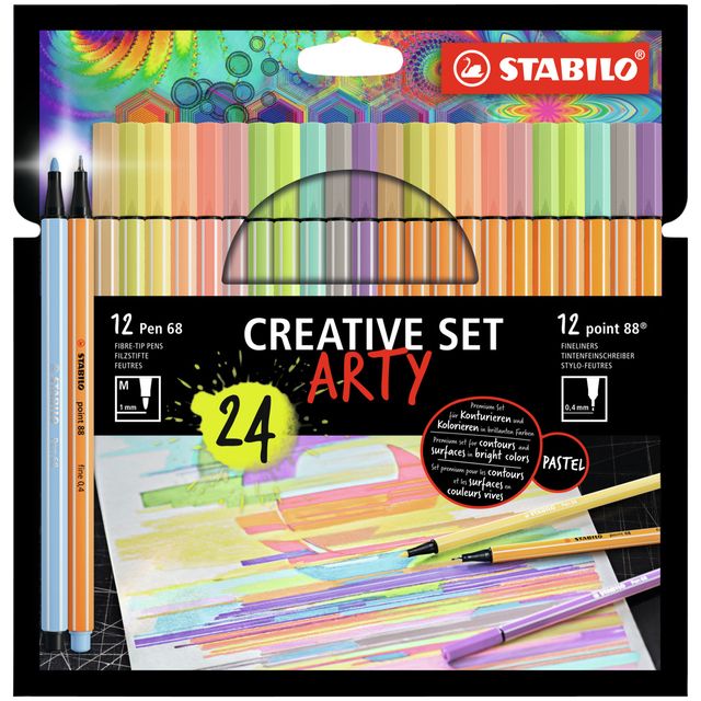 Stabilo - Kreativset 8868/24 Arty sortiertes Federmäppchen mit 24 Teilen
