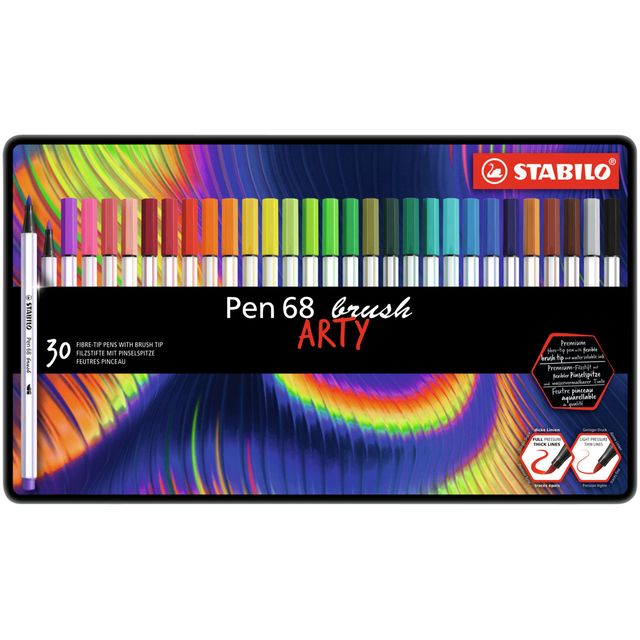 Stabilo - Brushstick Pen 568/30 Arty sortierte Dose mit 30 Stück