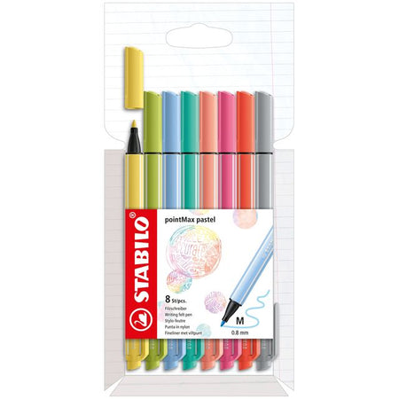 STABILO - Filzstift pointMax 488/8 medium sortierte Pastelltöne, Etui mit 8 Stück