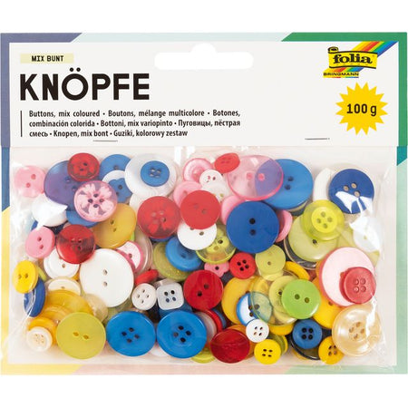 Folia Paper - Knöpfe Folia 100 Gramm sortiert | 4 Stück