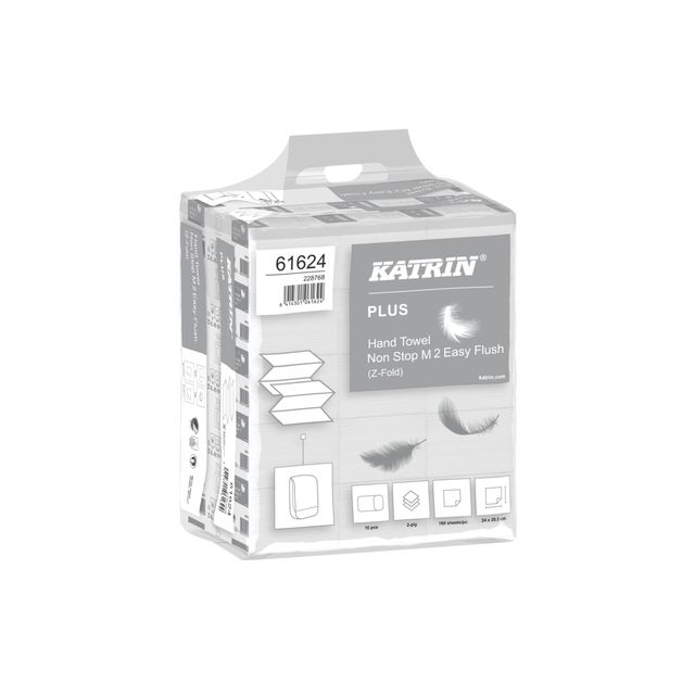 Katrin - Towel Plus Z-Falz 2-lagig 203x240mm 15x160 Blatt weiß 61624