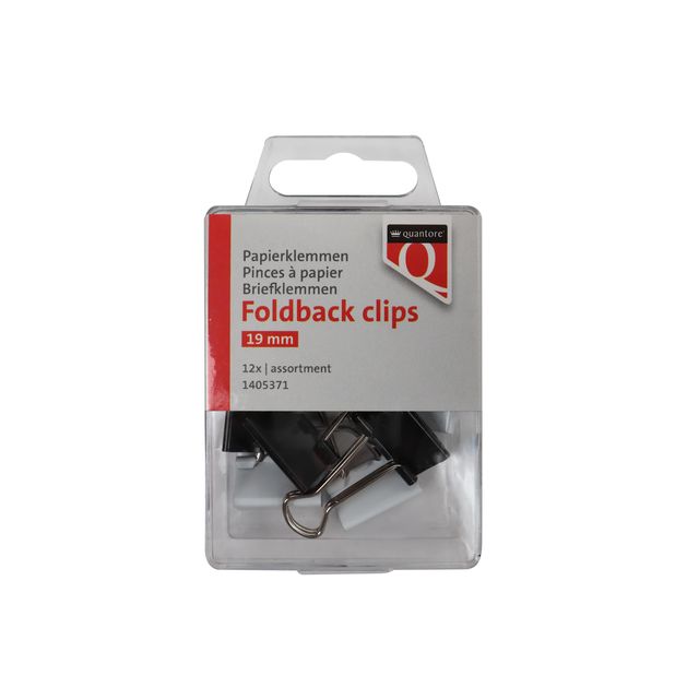 Quantore - Foldback-Clips 19 mm sortiert 12 Stück