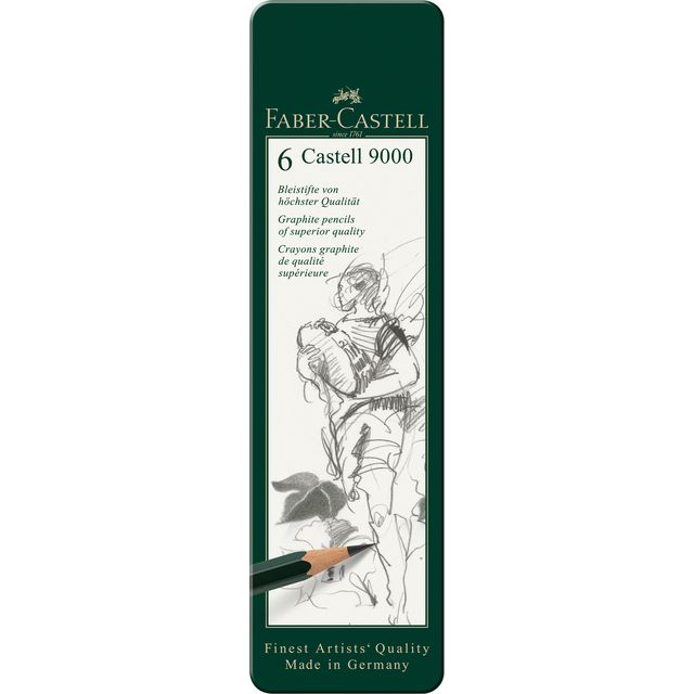 Faber Castell - Bleistift Faber-Castell 9000 6 Härtegrade in Dose | 10 Stück