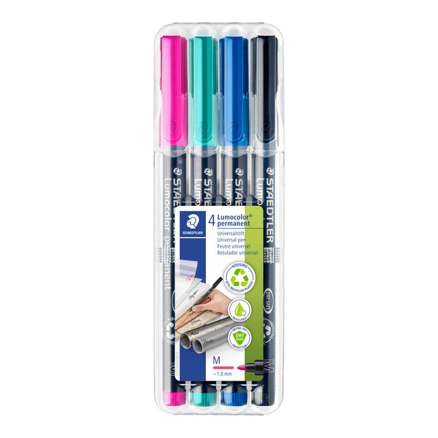 Staedtler - Filzstift Lumocolor 317 permanent M Set mit 4 Farben