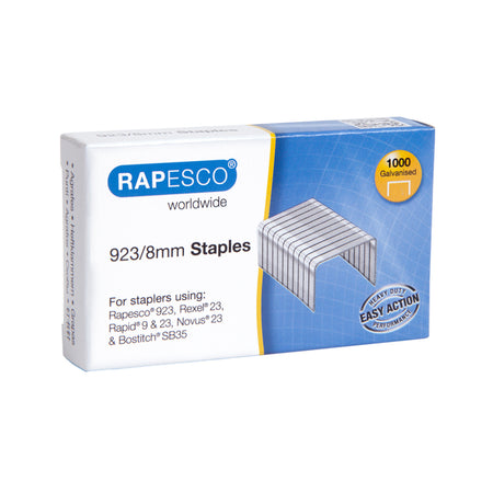 Rapesco - Heftklammern Heavy Duty 923 8mm 1000 Stück Silber