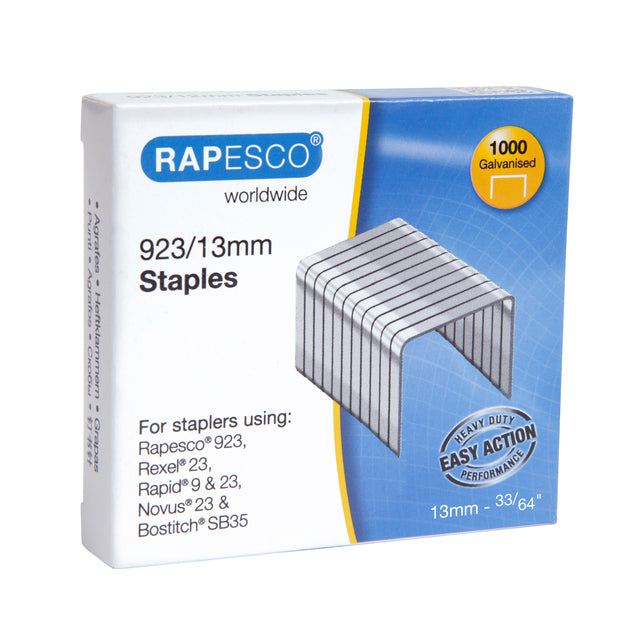 Rapesco - Heftklammern Heavy Duty 923 13mm 1000 Stück Silber | 120 Stück